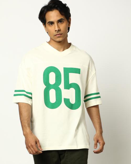 Men Printed Oversized Fit V-Neck T-Shirt