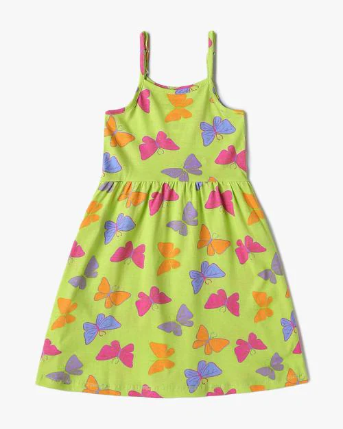 Girls Butterfly Print A-Line Dress