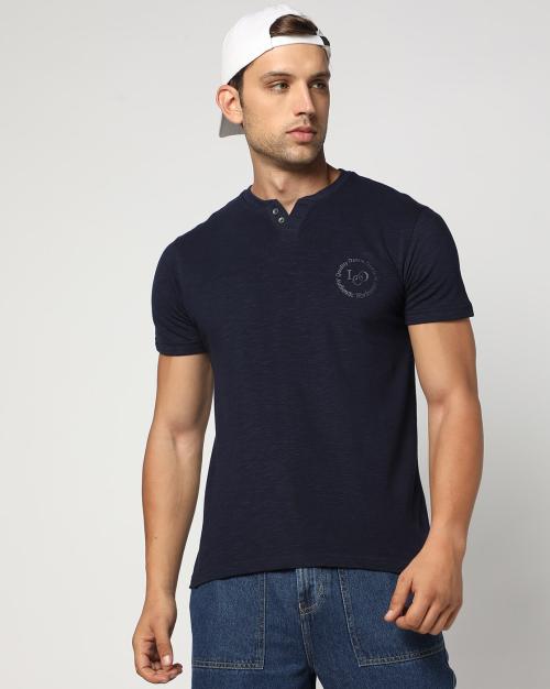 Men Heathered Regular Fit Henley T-Shirt