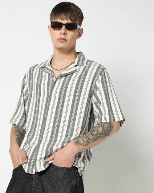Men Striped Boxy Fit Shirt