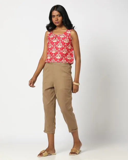 Women Straight Fit Flat-Front Chinos