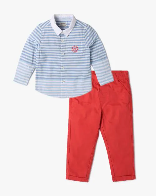 Boys Striped Shirt & Pants Set