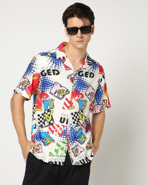 Men MTV Print Relaxed Fit Shirt