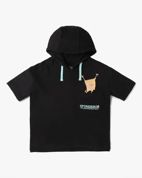 Boys Spongebob Square Pants Print Hooded T-Shirt