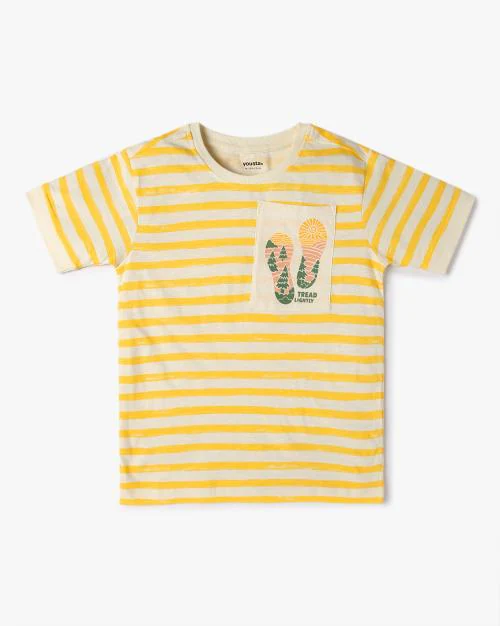 Boys Striped Relaxed Fit Crew-Neck T-Shirt