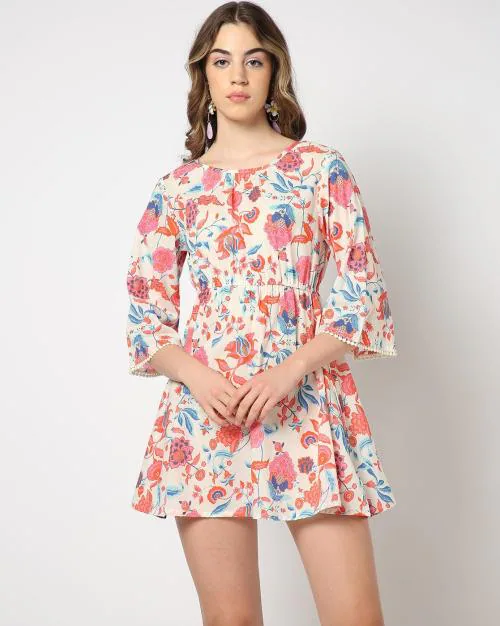 Women Floral Print Skater Dress