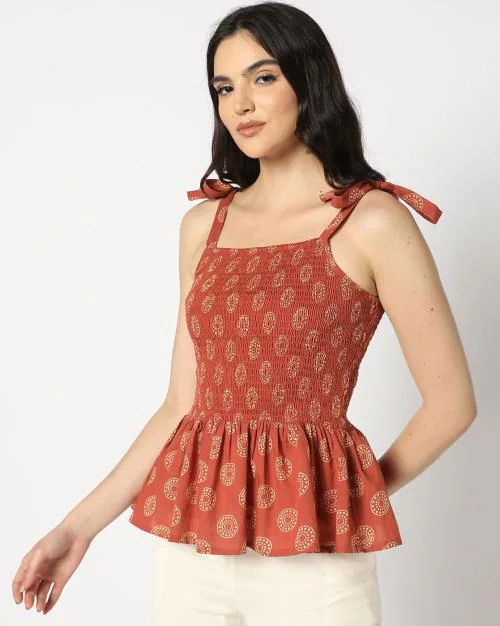 Women Printed Regular Fit Peplum Top