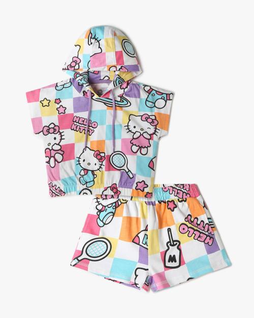 Girls Hello Kitty Print Top & Shorts Set
