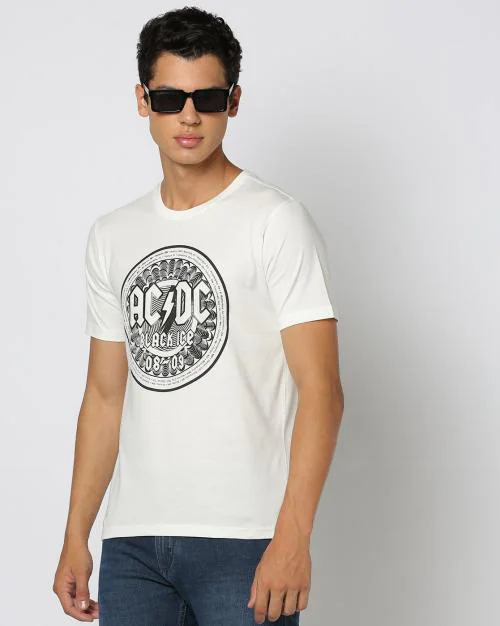 Buy Men AC DC Print Regular Fit Crew-Neck T-Shirt Online at Best Prices ...