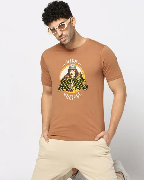 AC/DC - Men AC/DC Print Regular Fit Crew-Neck T-Shirt