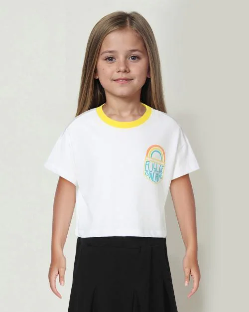 Girls Relaxed Fit Round-Neck T-Shirt