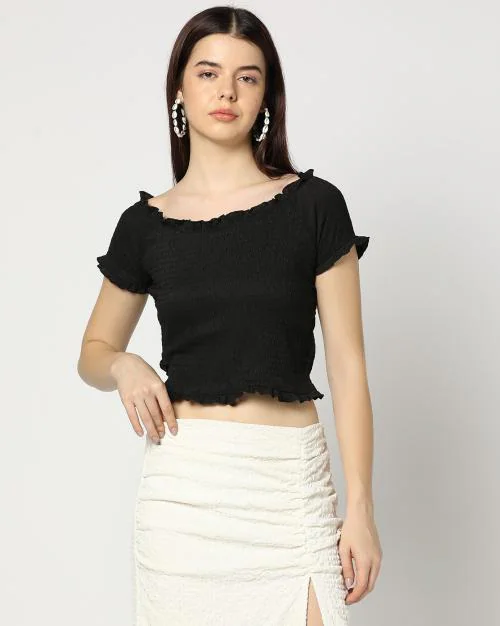Women Fitted Crossover Crop Top