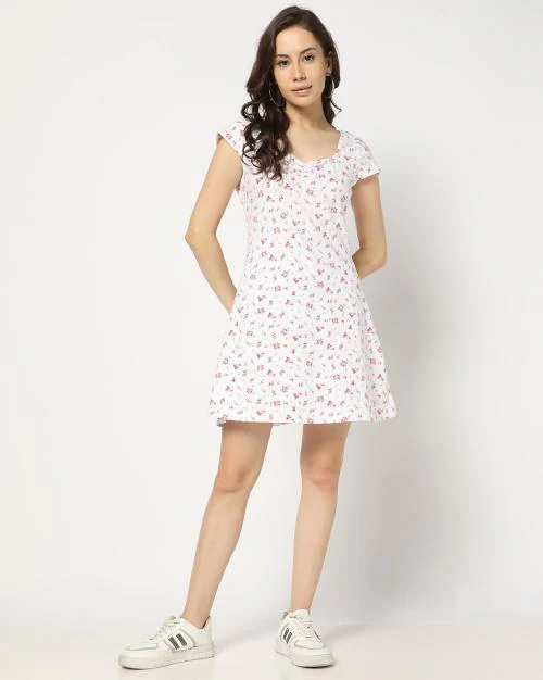 Women Floral Print A-Line Mini Dress