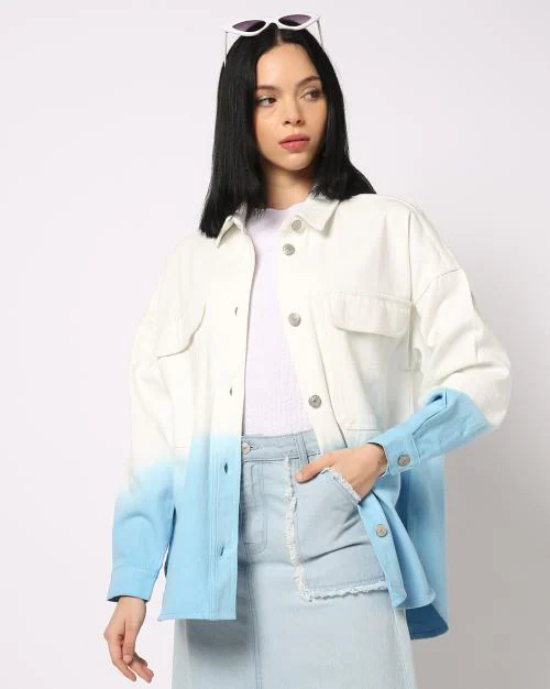 Women Ombre-Dyed Oversized Jacket