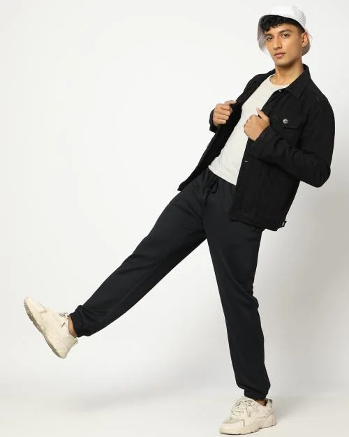 Men Chevron Pattern Regular Fit Joggers