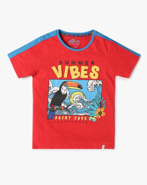 Boys Graphic Print Slim Fit Crew-Neck T-Shirt