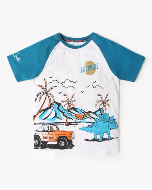 Boys Graphic Print Slim Fit Crew-Neck T-Shirt