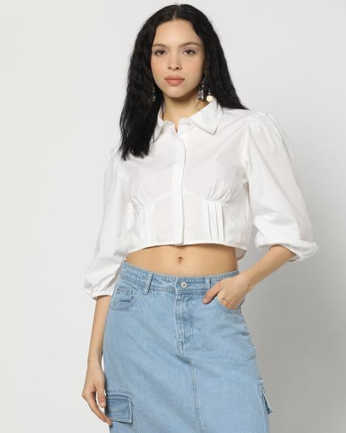 Women Regular Fit Crop Shirt