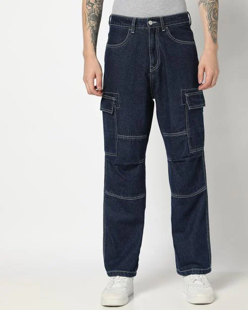 Men Loose Fit Cargo Jeans