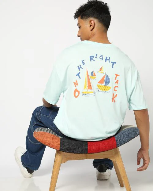 Men Graphic Print Oversized Fit Crew-Neck T-Shirt