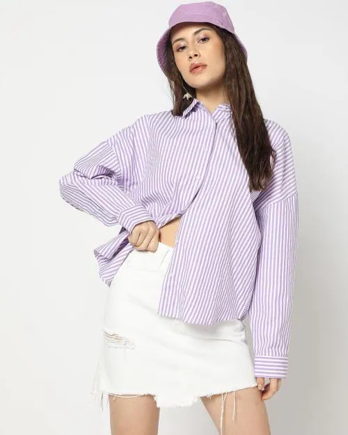 Women Striped Oversized Shirt