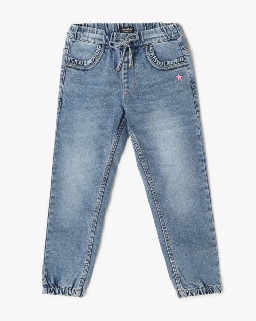 Girls Mid-Wash Jogger Jeans