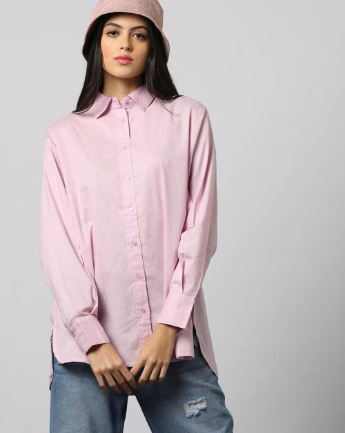 Women Shirt with High-Low Hems