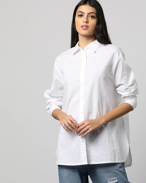 Women Shirt with High-Low Hems