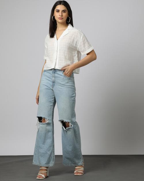 Women Resort Shirt with Cuban Collar