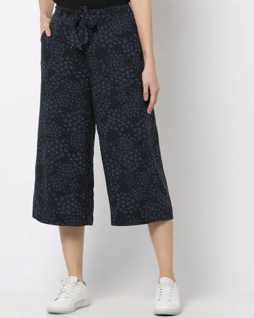 Floral Print Culottes with Tie-Up