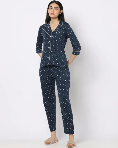 Polka-Dot Print Pyjama Set