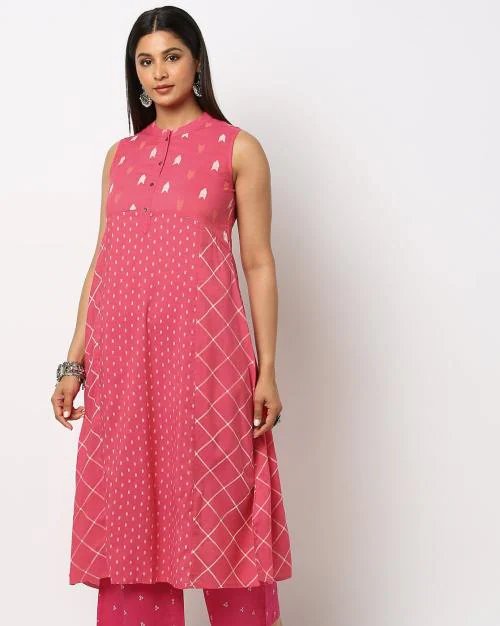 Printed A-Line Sleeveless Kurta