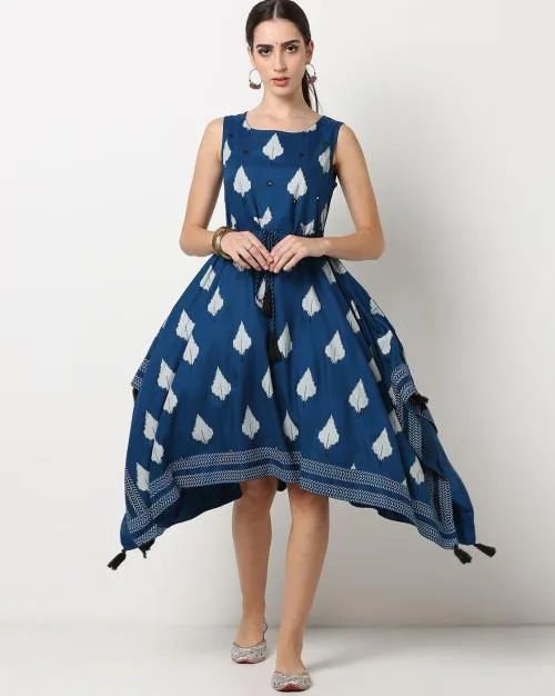 Block Print Handkerchief Hem Dress