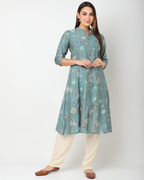 Floral Print Flared Kurta