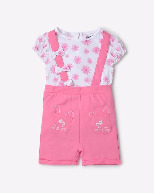 Printed Dungarees Shorts with Top