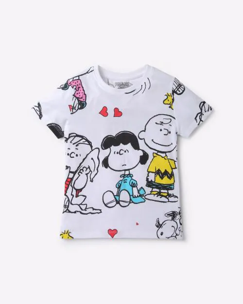 Snoopy Print Round-Neck T-Shirt