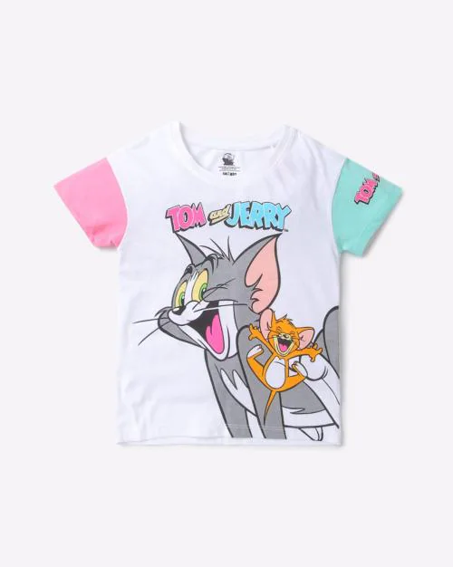 Tom & Jerry Print Round-Neck T-Shirt