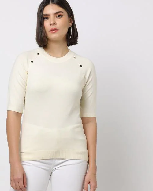 Ribbed Round-Neck Pullover