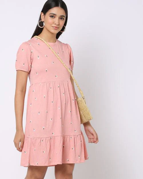 Buy Embroidered Tiered Dress with Puff Sleeves Online at Best Prices in India JioMart.