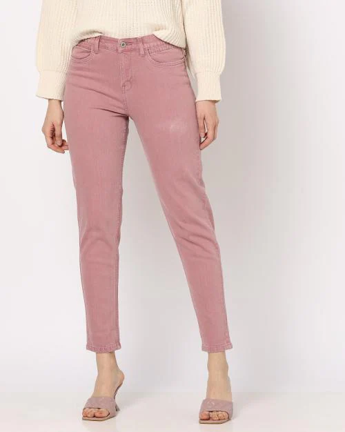 Women Paper Bag Ankle-Length Mom Jeans