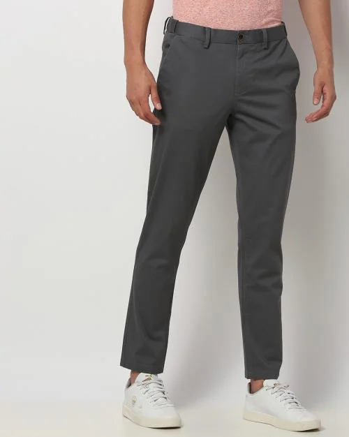 Buy FlatFront Tapered Fit Trousers Online at Best Prices in India