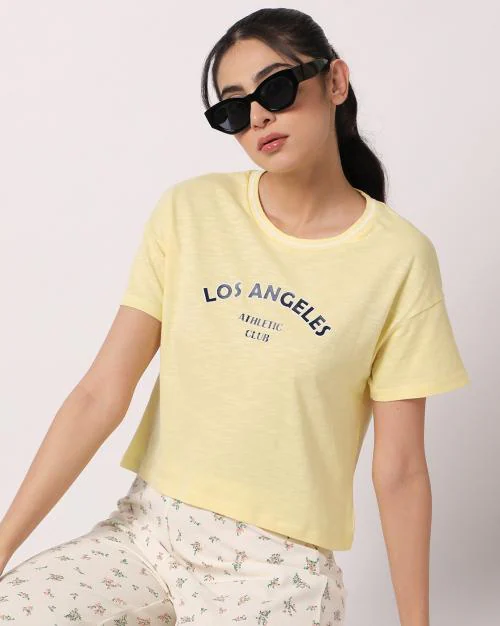 Typographic Print Crew-Neck T-Shirt