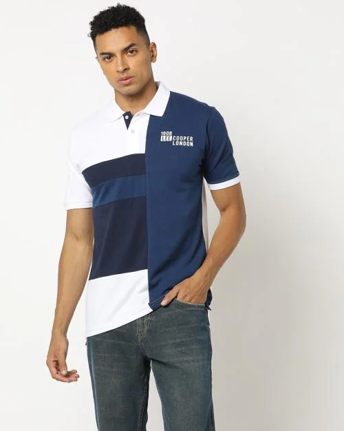 Regular Fit Colourblock Cotton Polo T-Shirt