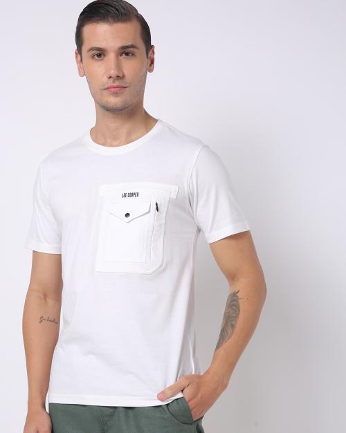 Regular Fit Crew-Neck T-Shirt with Flap Pocket