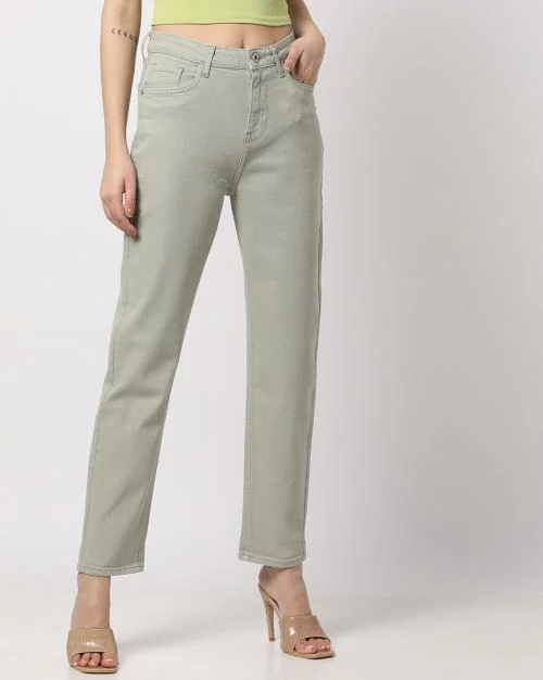 Women High-Rise Jeans with Belt Loops