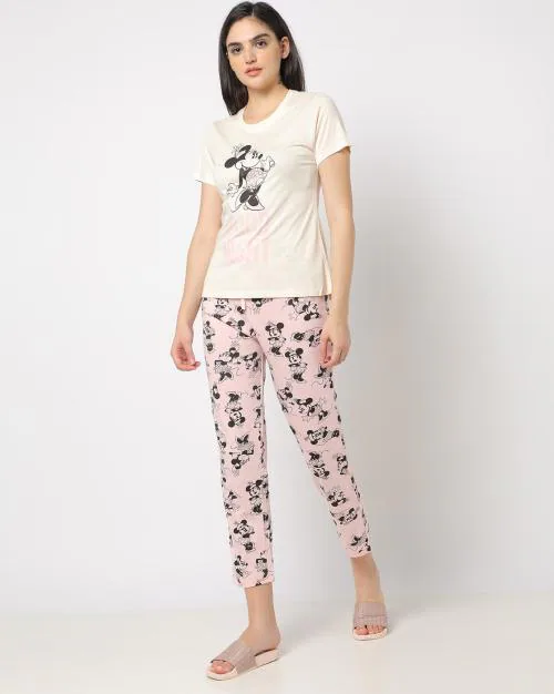 Minnie Mouse Print T-Shirt & Pyjamas Set