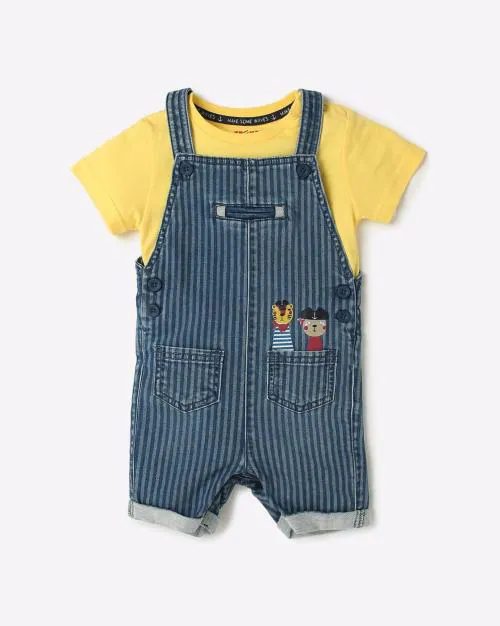 Striped Dungarees with T-Shirt