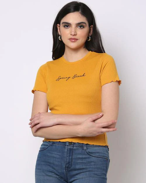 Ribbed Crew-Neck T-Shirt