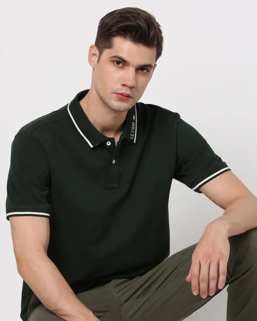 Buy Regular Fit Polo T-Shirt with Contrast Tipping Online at Best ...