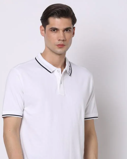 Regular Fit Polo T-Shirt with Printed Collar
